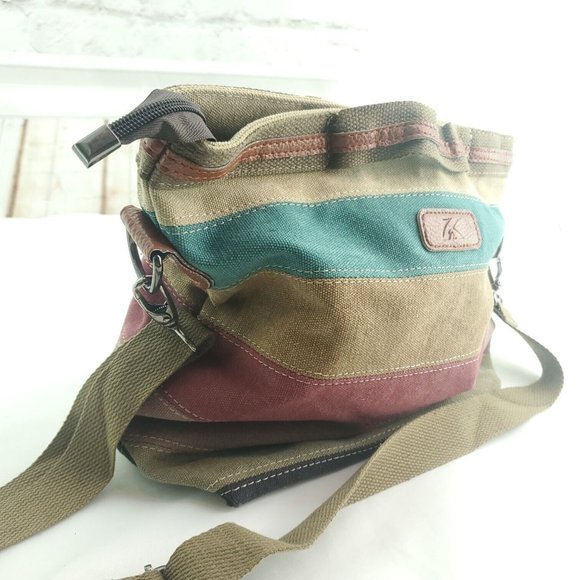 JellyYoo Womens Multicolor Colorblock Canvas Adjustable Strap Crossbody … - Picture 4 of 15